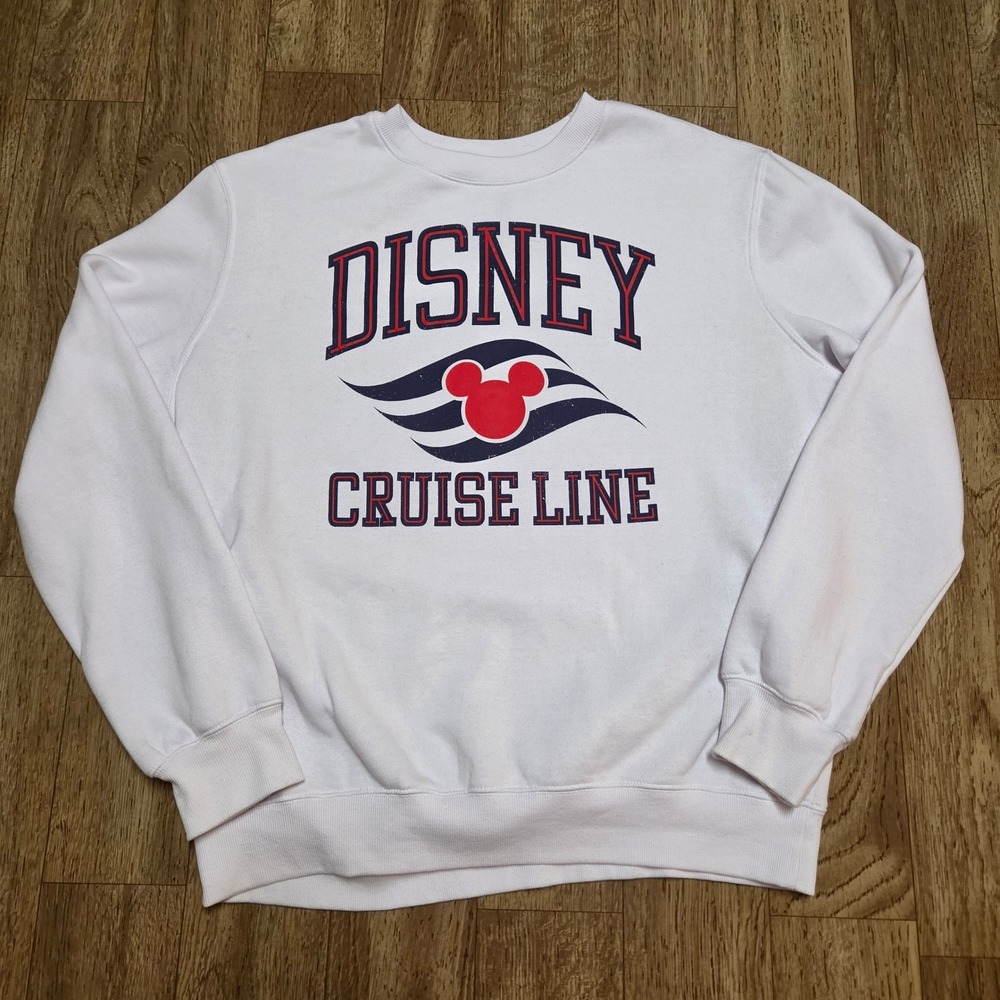 Disney Cruise Line Mickey Mouse Graphic Sweatshirt White Large Pullover